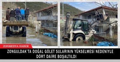 Zonguldak’ta doğal gölet sularının yükselmesi nedeniyle 4 daire boşaltıldı