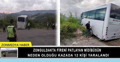 Zonguldak’ta freni patlayan midibüsün neden olduğu kazada 12 kişi yaralandı