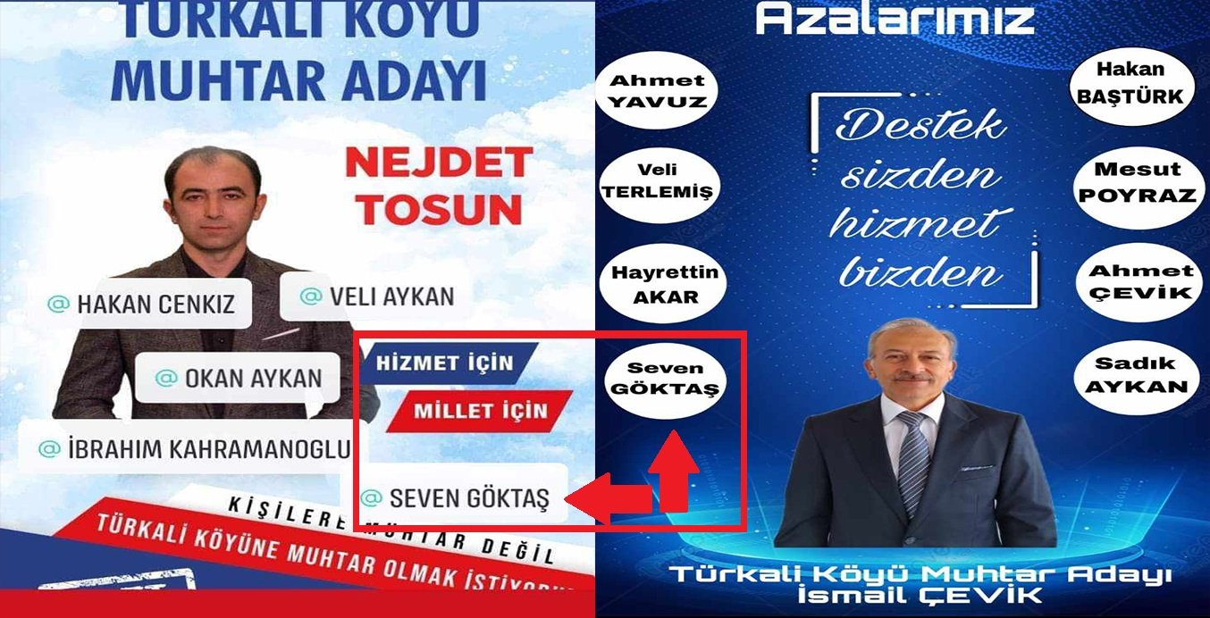 Türkali köyünde iki muhtar adayının aza listesindeki aynı isim kafa karışıklığı yarattı